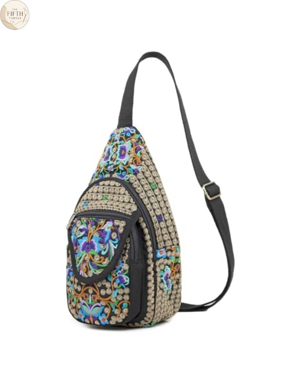 Canvas Embroidered Bohemian Sling Bag Crossbody Backpack Purse